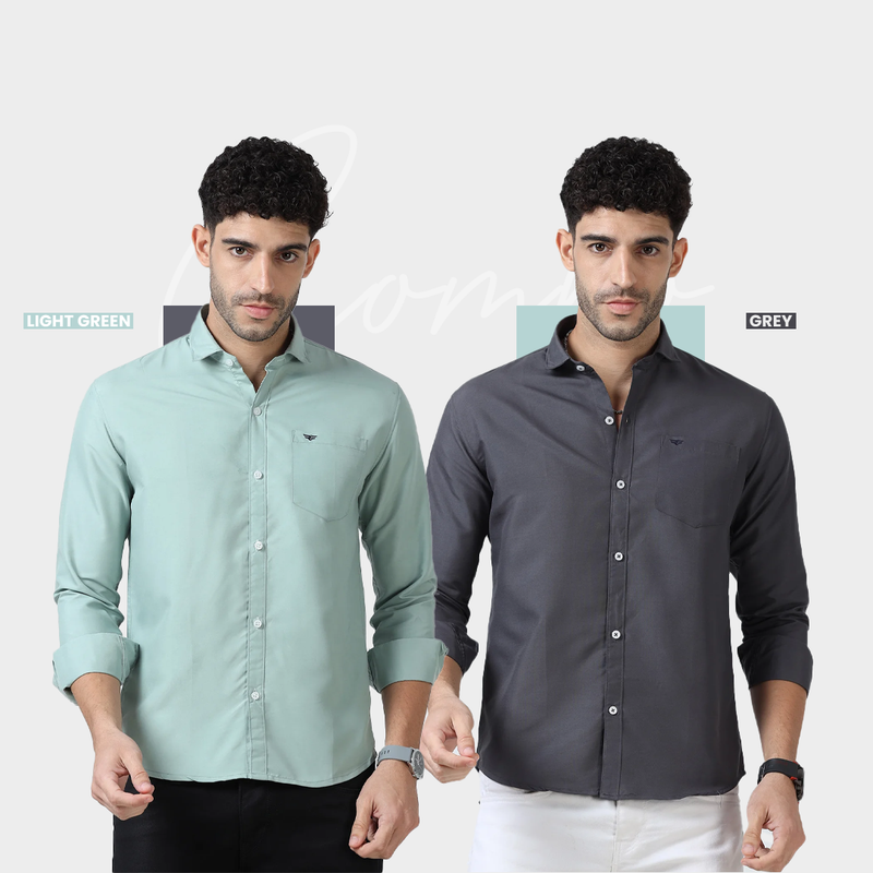 Plain Cotton Solid Shirt - Pack of 2