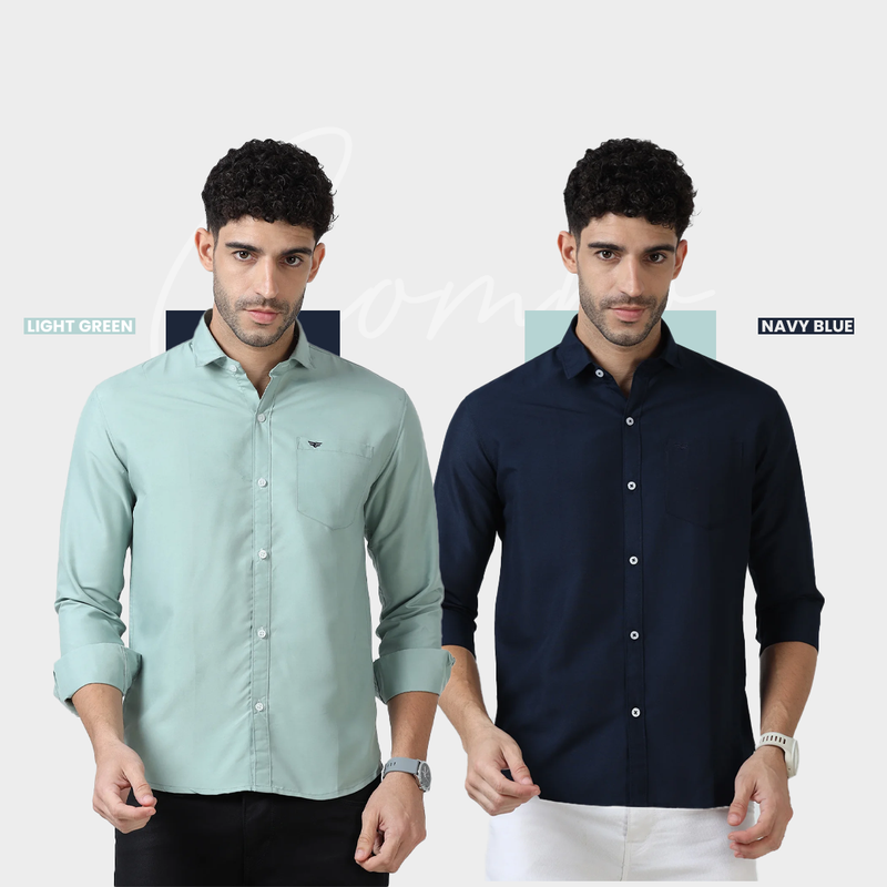 Plain Cotton Solid Shirt - Pack of 2