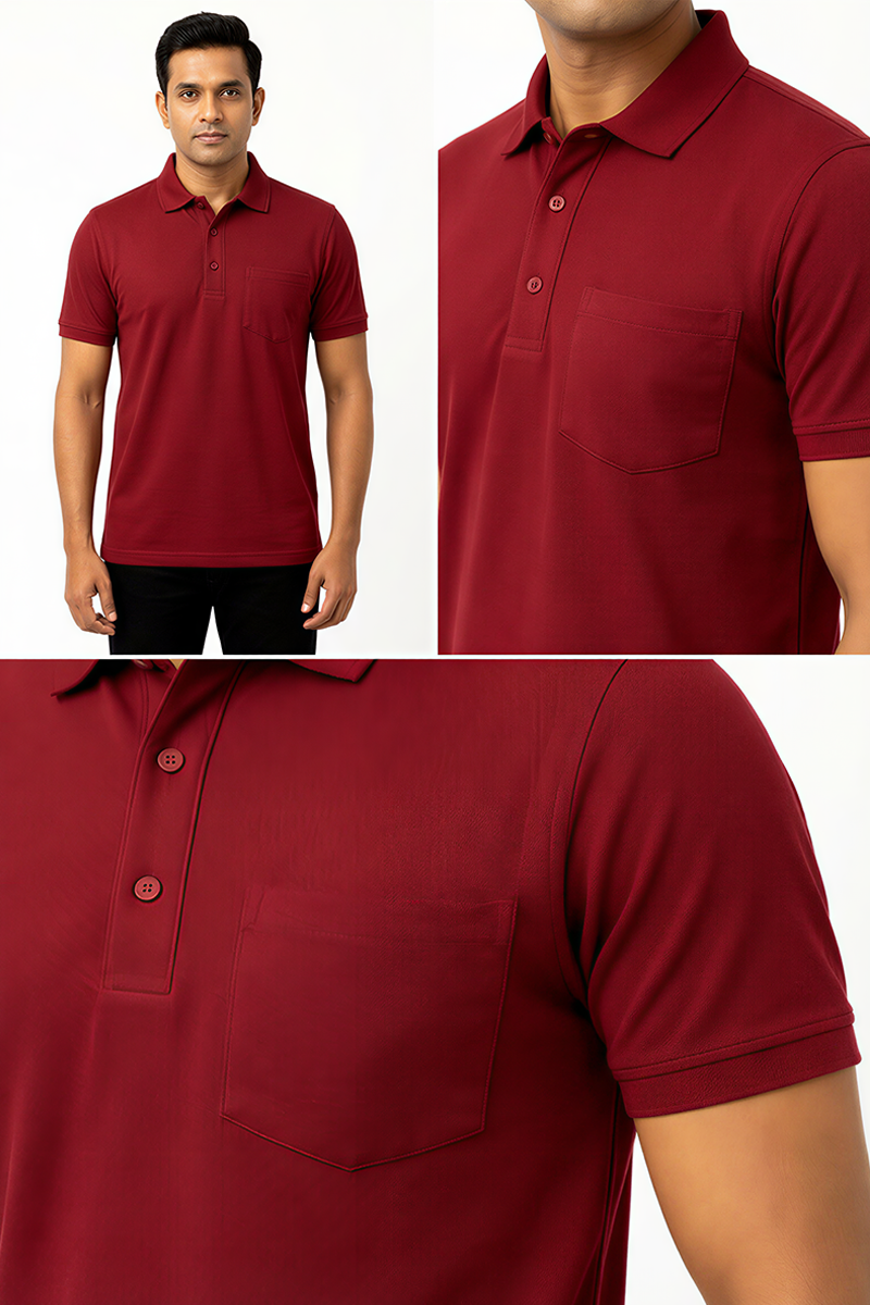 Armor Dry Fit French Wine Polo T-shirt with Pocket
