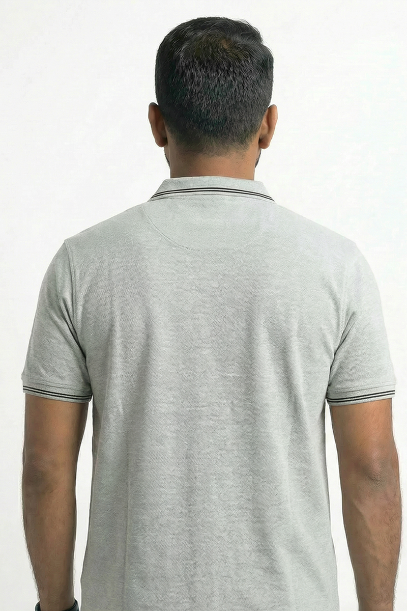 Cotton Honeycomb Polo T-shirts  Melange Grey