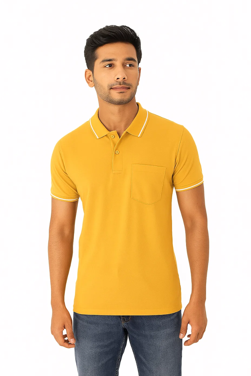 Mustard Collar T-shirt with Pocket