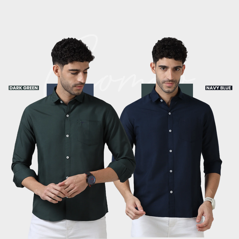 Plain Cotton Solid Shirt - Pack of 2