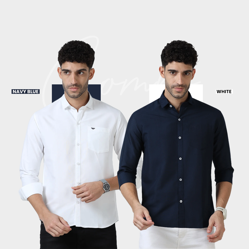 Plain Cotton Solid Shirt - Pack of 2