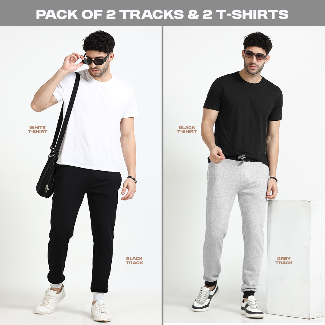 Pack of 2 T-shirts and 2 Track Pants Combo