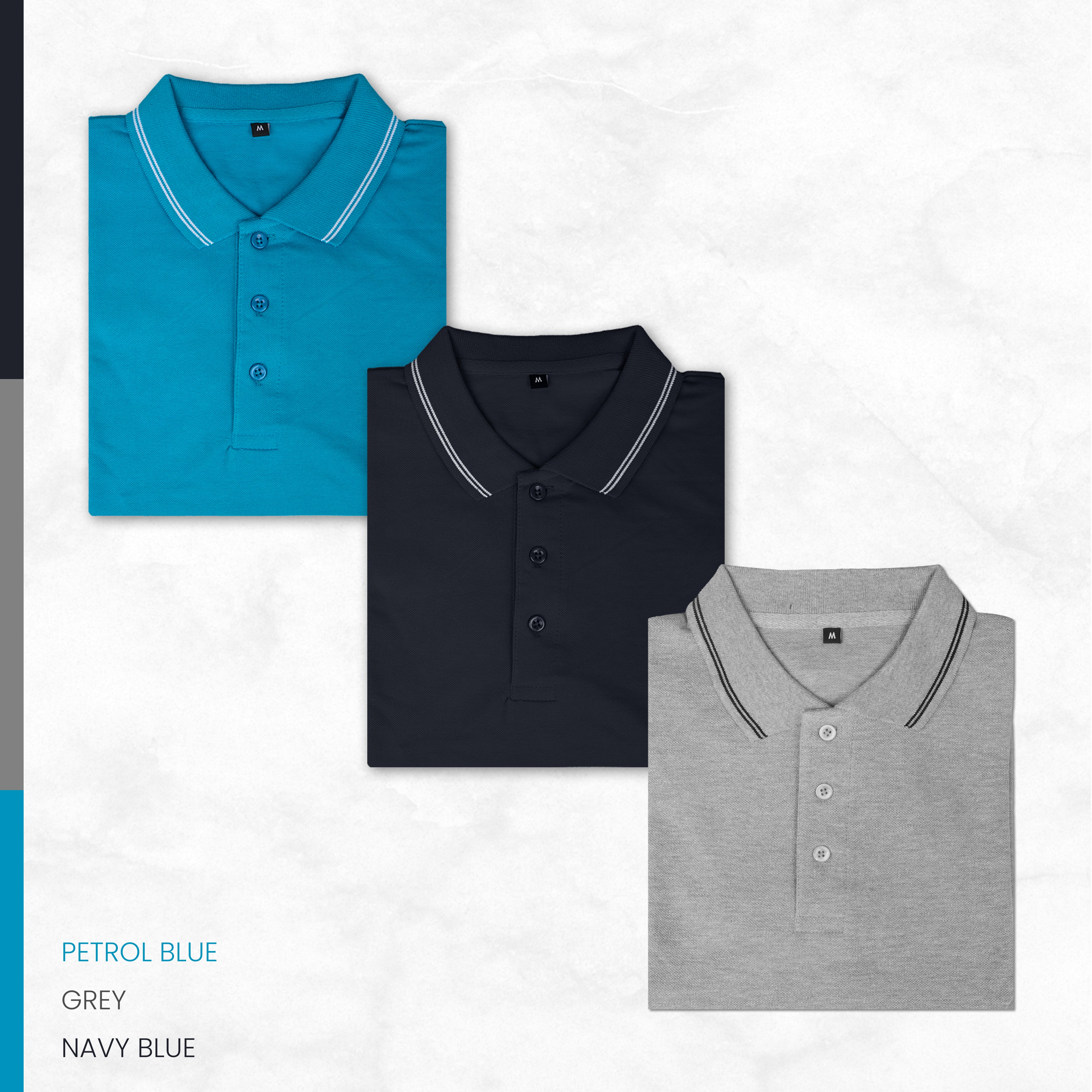 Cotton Honeycomb Polo T-shirts - Pack of 3