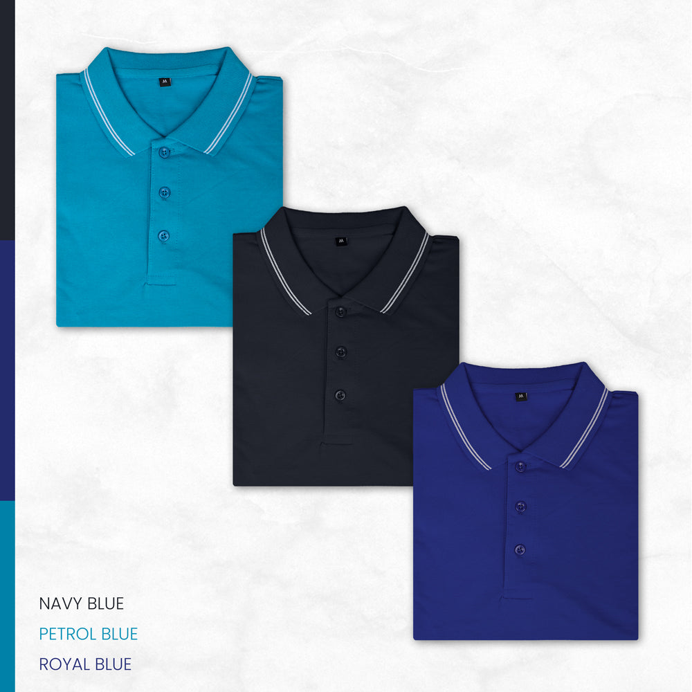 Cotton Honeycomb Polo T-shirts - Pack of 3