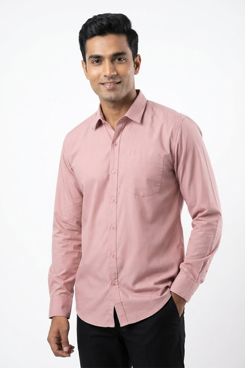 Rose Pink Casual Solid Shirt