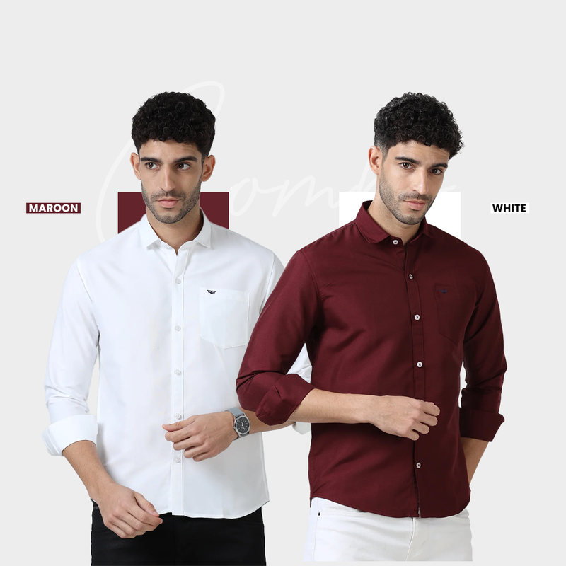 Plain Cotton Solid Shirt - Pack of 2