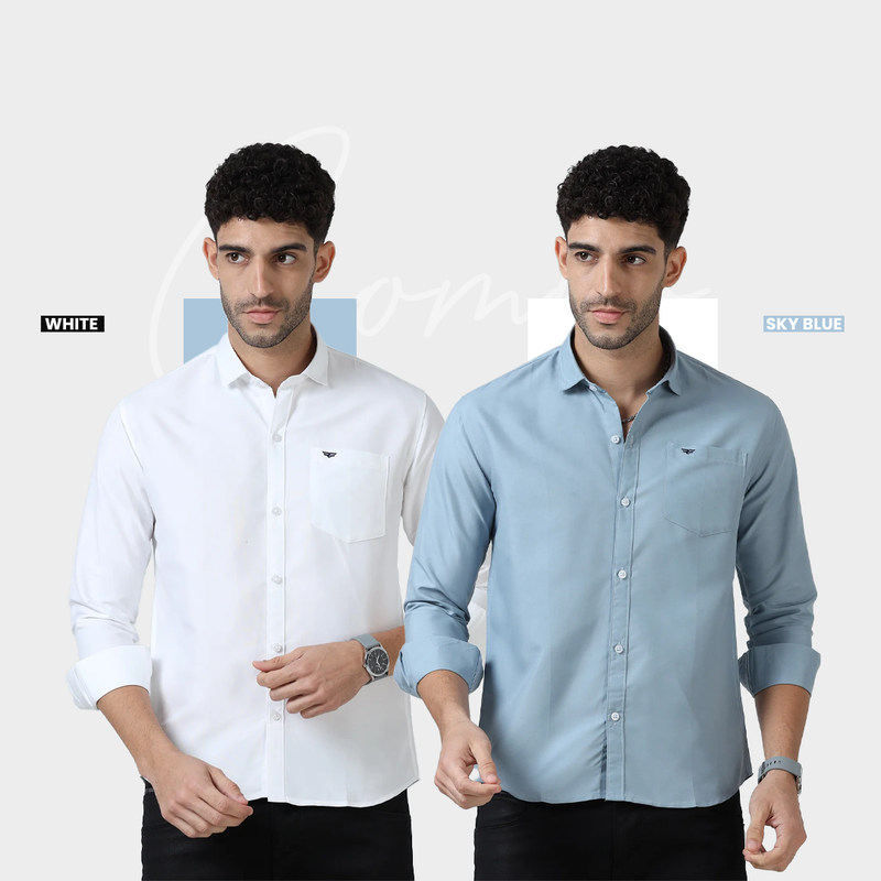 Plain Cotton Solid Shirt - Pack of 2