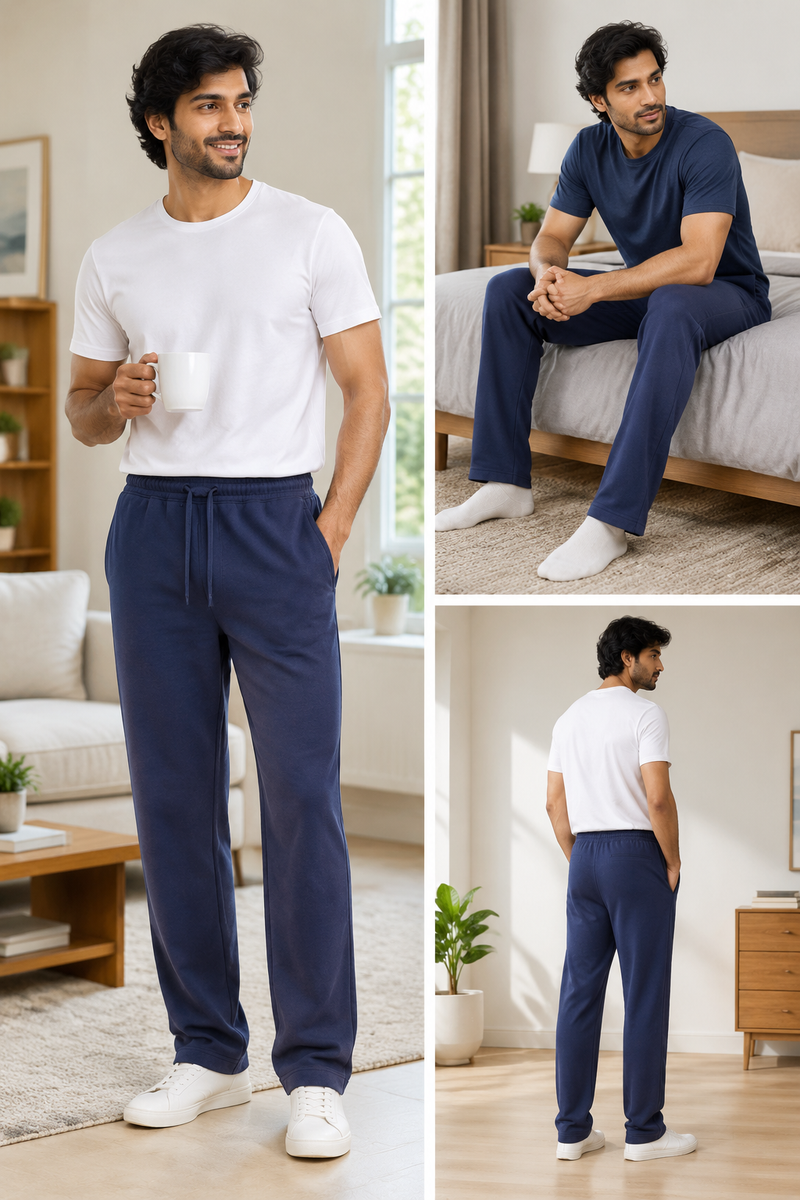 Cotton Jogger Pants with Zipper Pockets Navy Blue